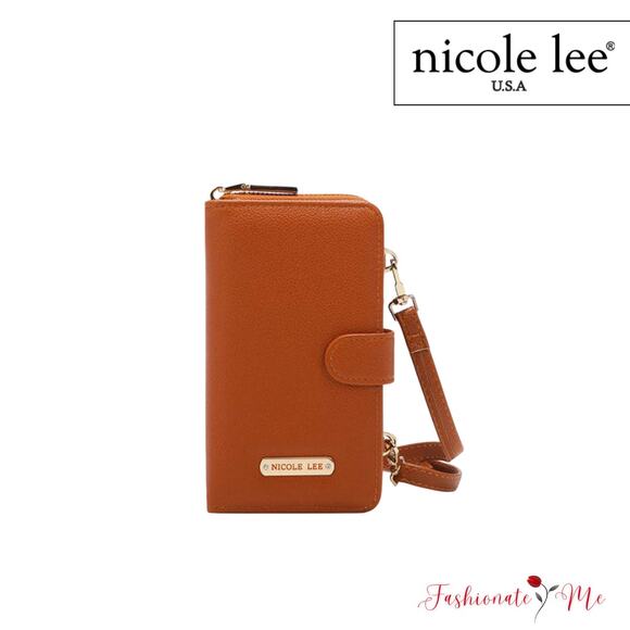 Nicole Lee Handbags - Nicole Lee Vegan Leather 2 Piece Phone Case Crossbody Wallet | Brown